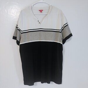 GUESS Henley Tee XXL Casual Streetwear White Gray Black Colorblock